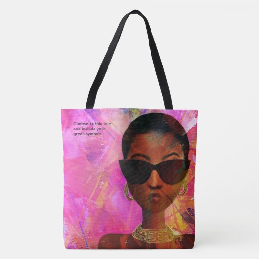 Aangepaste roze 2 Wilde Zwarte Kunst Tote Bag (Voorkant)