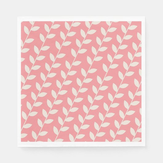 Aangepaste Roze 70s Retro Blad Patroon Servet (Voorkant)