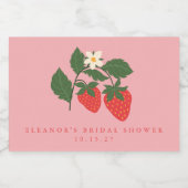 Aangepaste  roze aardbei Boho Vrijgezellenfeest Sparkling Wijnetiket (Enkel label)