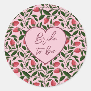Aangepaste Roze Aardbei Trouwfeest Sticker
