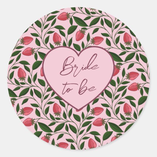 Aangepaste Roze Aardbei Trouwfeest Sticker (Voorkant)