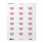 Aangepaste roze  adresetiketten van het hart etiket (Full Sheet)