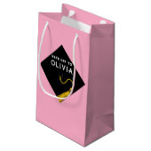 Aangepaste roze Afstuderen Gemiddelde Gift Bag Klein Cadeauzakje (Achterkant Gekanteld)