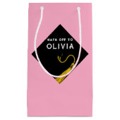 Aangepaste roze Afstuderen Gemiddelde Gift Bag Klein Cadeauzakje (Voorkant)