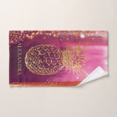 Aangepaste roze anananas Glitter Bad Handdoek (Handdoek)