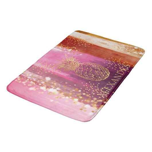 Aangepaste roze anananas Glitter Badmat (Gekanteld)