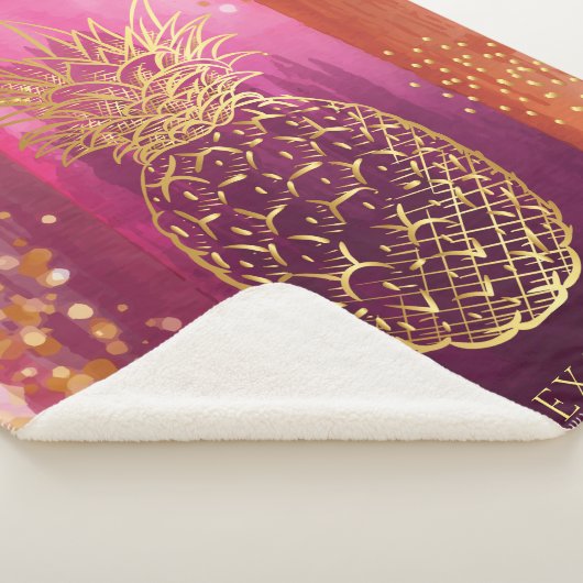 Aangepaste roze anananas Glitter Sherpa Deken (3/4)