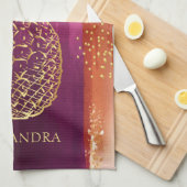 Aangepaste roze anananas Glitter Theedoek (Quarter Fold)