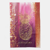 Aangepaste roze anananas Glitter Theedoek (Verticaal)