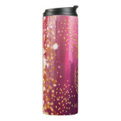 Aangepaste roze anananas Glitter Thermosbeker (Gedraaid links)