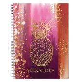 Aangepaste roze anananas Gold Glitter Notitieboek (Voorkant)