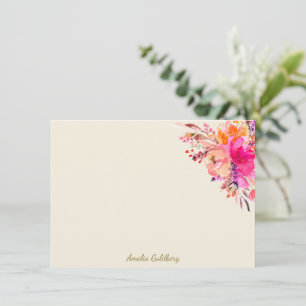 Aangepaste Roze Aquarel Bloemrijke Elegante Bat Mi Bedankkaart