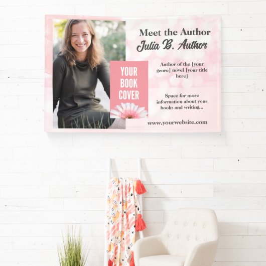 Aangepaste Roze Auteur Promotiebanner Spandoek (Insitu)