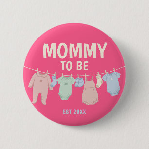 Aangepaste Roze Baby Shower Feest voor de Lieve Mo Ronde Button 5,7 Cm