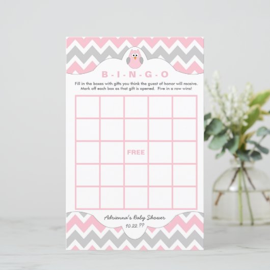 Aangepaste roze baby shower games bingo (Staand voorkant)