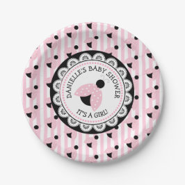 Aangepaste roze Baby shower papieren Borden Bordje