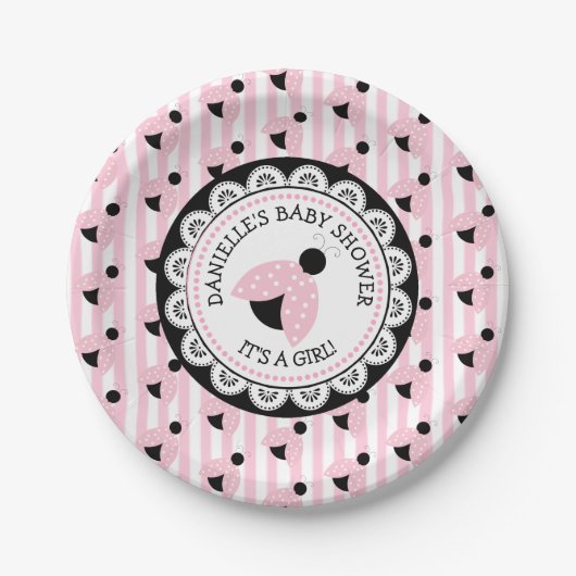 Aangepaste roze Baby shower papieren Borden Bordje (Voorkant)
