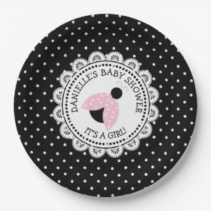 Aangepaste roze Baby shower papieren Borden Bordje