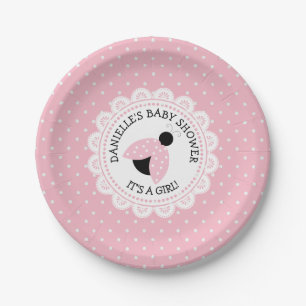 Aangepaste roze Baby shower papieren Borden Bordje