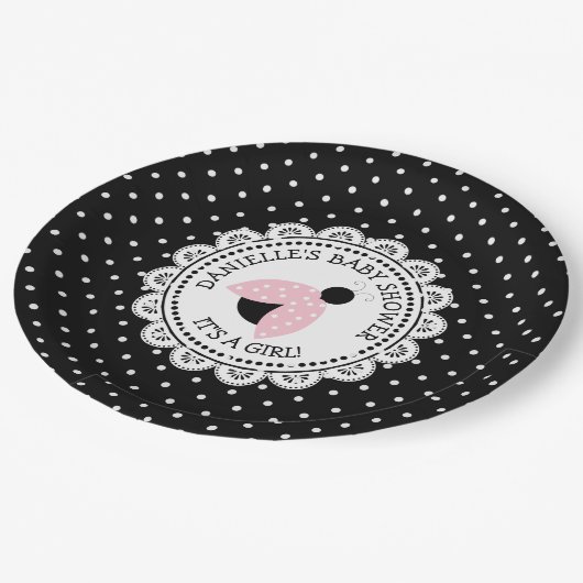 Aangepaste roze Baby shower papieren Borden Papieren Bordje (Gekanteld)