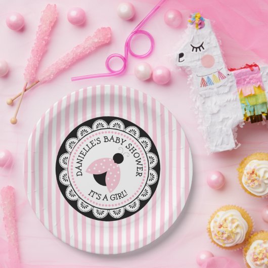 Aangepaste roze Baby shower papieren Borden Papieren Bordje (Feest)