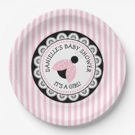 Aangepaste roze Baby shower papieren Borden Papieren Bordje