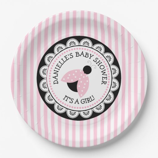 Aangepaste roze Baby shower papieren Borden Papieren Bordje (Voorkant)