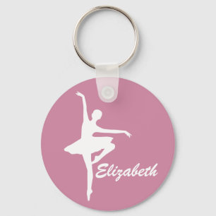Aangepaste roze ballerina sleutelhanger