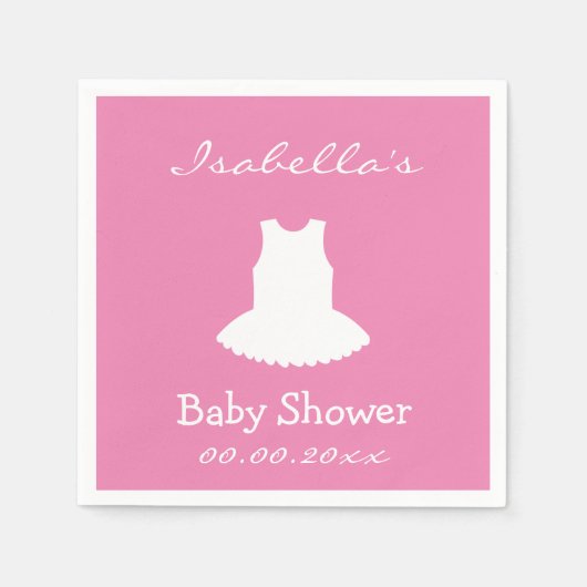 Aangepaste roze ballerina tutu baby shower servett servet (Voorkant)