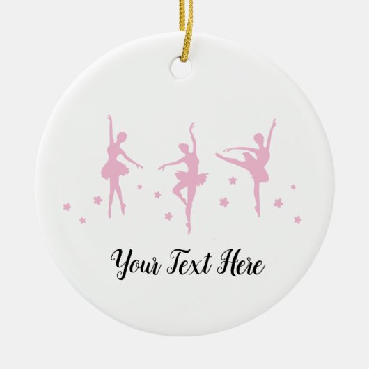 Aangepaste roze ballerinas keramisch ornament (Voorkant)