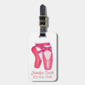 Aangepaste roze ballet tentoon schoen dans bagagelabel (Voorkant verticaal)