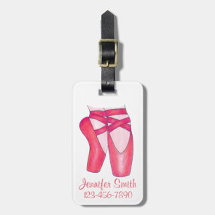 Aangepaste roze ballet tentoon schoen dans bagagelabel