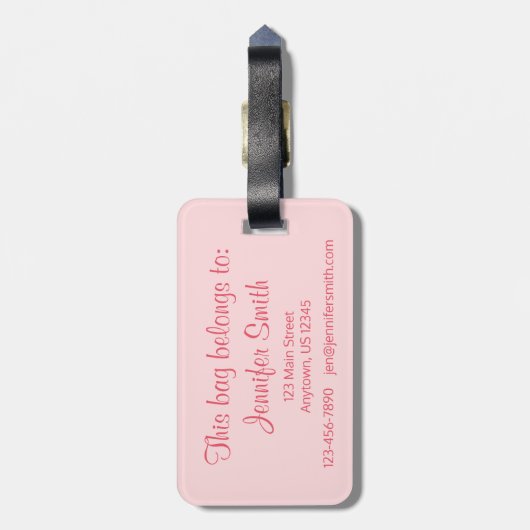 Aangepaste roze ballet tentoon schoen dans bagagelabel (Achterkant verticaal)