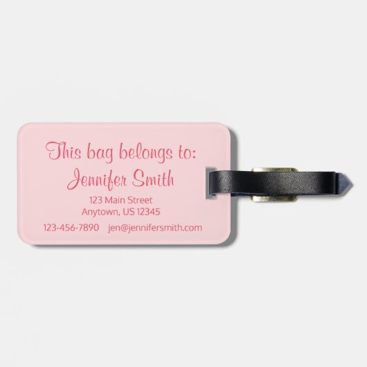 Aangepaste roze ballet tentoon schoen dans bagagelabel (Achterkant horizontaal)