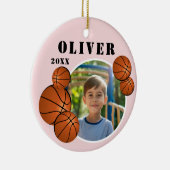 Aangepaste Roze Basketbal Sport Foto Keramisch Ornament (Rechts)
