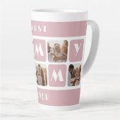 Aangepaste roze beste mama ooit foto latte Mok (Rechterhoek)