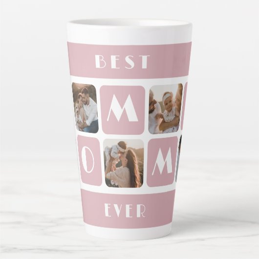 Aangepaste roze beste mama ooit foto latte Mok (Voorkant)