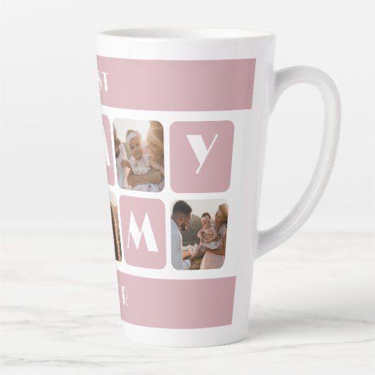 Aangepaste roze beste mama ooit foto latte Mok (Rechts)