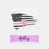 Aangepaste roze bewustwording Amerikaanse vlag Fleece Deken (Voorkant)