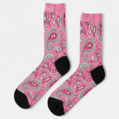 Aangepaste roze blauw wit paisley patroon sokken (Links)
