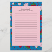 Aangepaste roze blauwe aardbei briefpapier (Voorkant)