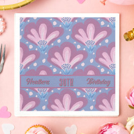 Aangepaste Roze Blauwe Aquarel Bloemige Verjaardag Servet