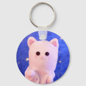 Aangepaste roze blauwe roze foto sleutelhanger (Achterkant)