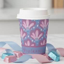 Aangepaste Roze Blauwe Waterverf Bloem Papieren Bekers