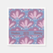 Aangepaste Roze Blauwe Waterverf Bloemverjaardag Servet (Voorkant)