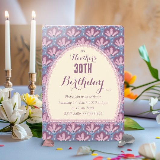 Aangepaste roze blauwe waterverf quirky bloem kaart
