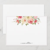 Aangepaste roze bloei Waterverf Floral Notitiekaartje (Voorkant / Achterkant)