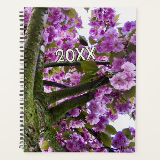 Aangepaste Roze Bloeiende Boom Kroon Foto - Planner (Voorkant)