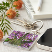 Aangepaste Roze Bloeiende Boomkroon Foto - Sleutelhanger (Voorkant Rechts)