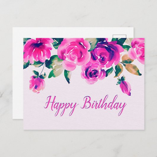 aangepaste roze bloem briefkaart (Voorkant / Achterkant)